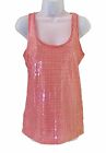 Ann Taylor Women's Size Medium M Red White Stripe Clear Sequin Party Tank Top