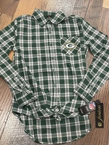 Green Bay Packers NFL Juniors' Action Plaid Shirt Size XS (0-1) ~ NWT - Picture 1 of 7