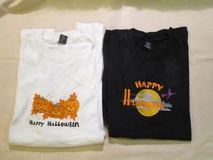 Women's Halloween Embroidered T-Shirt "Happy Halloween" 2 Design Choices - Picture 1 of 3