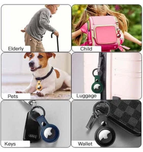4 Pack Airtag Holder, Air Tag Keychain, PU Leather Airtag Case, Air Tagsmate for - Picture 1 of 5