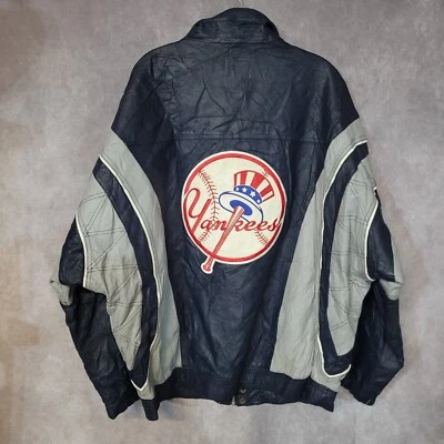 Chaqueta Bomber de Cuero Genuino Rara De Colección Años 90 Starter New York Yankees Para Hombres XL Foto 1 de 4