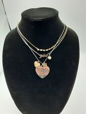 Signed Juicy Couture Layered Charm Necklace Silver & Gold Tone Metal Rhinestones