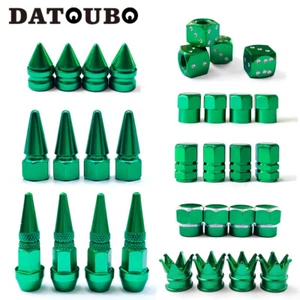 Green Tyre Air Dust CapTire Valve Stem Caps for Car Bike Aluminum Dice Green set - Picture 1 of 24