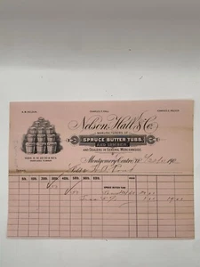 Nelson,Hall & Co Billhead 1901-Spruce Butter Tubs & Lumber Montgomery Centre VT. - Picture 1 of 2