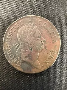 Great Britain George I 1723 1/2 Penny Clashed Die English Bronze Coin 13T - Picture 1 of 3