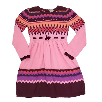 Vestido Suéter Tejido Gymboree Niñas 10 Rosa Multicolor Fair Isle Geométrico Foto 1 de 4