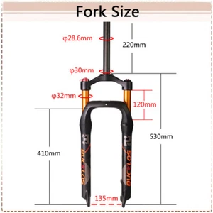 26*4.0 inch MTB Fat Bike Air Suspension Fork 1-1/8 Threadless Disc Brake Fork QR - Picture 1 of 17