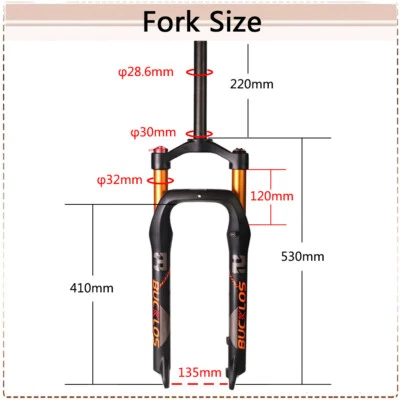 26*4.0 inch MTB Fat Bike Air Suspension Fork 1-1/8 Threadless Disc Brake Fork QR - Image 1 of 4