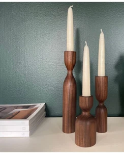 Wooden Scandinavian Candlestick Holders Set of 3, Minimalist Scandinavian Style - Picture 1 of 7