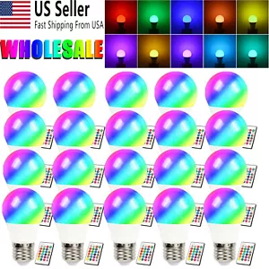 Lot RGBW LED Light Bulb 16 Color Changing Dimmable E27 Lamp With Remote Control - Picture 1 of 10