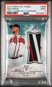 2015 Topps Triple Threads Unity Jumbo Relics Sapphire /3 Mike Minor PSA 9 - Picture 1 of 3