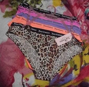 5 NEW JUICY COUTURE JC8562 5PKAU MF SIGNATURE WAIST CHEEKY BIKINI PANTIES L - Picture 1 of 2