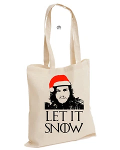 Let It Schnee Spiel Thron Inspiriert Baumwolltasche bag Santa Weihnachten Jon - Picture 1 of 4