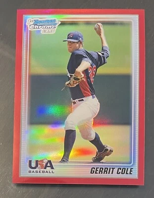 2010 Bowman Chrome Gerrit Cole USA RED Refractor 4/5 - Image 1 of 3