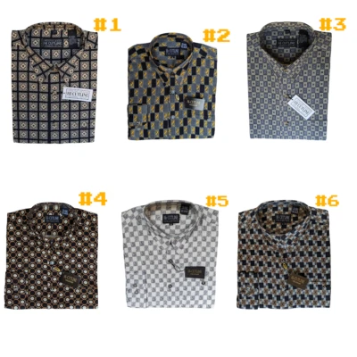 Mens Long Sleeve Button up Dress Shirt Baroque Casual Banquet Party Vintage 80s - Image 1 of 4