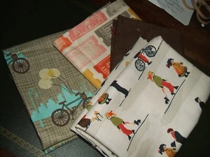 5 Fahrrad Motto Baumwollstoff Fat Quarter Konvolut. bastelzimmer ausräumen. - Bild 1 von 5