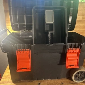 26 in. Black & Decker Rolling Tool Box on Wheels Cart Part Organizer Storage Bin - Picture 1 of 15