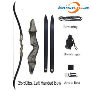 60" Archery Takedown Recurve Bow Left Hand 25-50lbs for Adult Hunting & Target