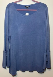 Roz & Ali Womens Periwinkle Bell Sleeve Pullover Knit Sweater Plus Size 3X NWT - Picture 1 of 6
