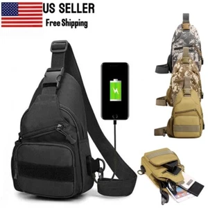 Tactical Sling Bag Military MOLLE Crossbody Pack Outdoor Chest Shoulder Backpack - Picture 1 of 25