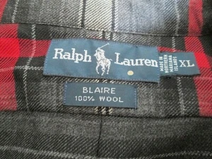 Ralph Lauren Blaire camicia lana uomo XL rosso nero grigio tasca a quadri rosso polo pony - Foto 1 di 6
