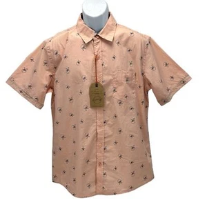 Weatherproof Vintage Short Sleeve Button Down Cocktail Print Top - Pink - Medium - Picture 1 of 10