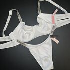 Victoria's Secret 32Ddd,34B,34Dd,34Ddd Bikini S Bottom White Silver Shine Strap