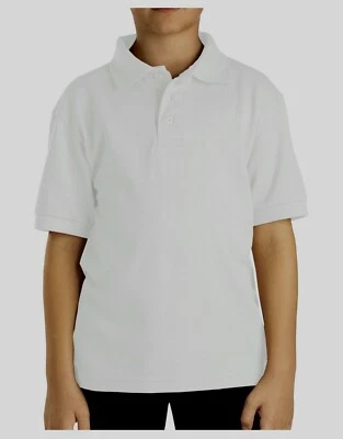 Dickies Kids' Short Sleeve Pique Polo Shirt, White, Large (14-16) - Image 1 of 2