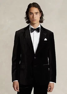 Polo Ralph Lauren Schwarz Modern Fit Samt Sportmantel Blazer Jacke Herren Gr. 46R - Bild 1 von 5