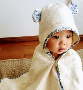 Bathrobe Organic Cotton Pile IKUJIKOBO Baby Shower Gift Box Liberty Japan Blue - Picture 1 of 17
