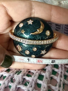 🔥SWAROVSKI signierte Brosche SATURN Mond Planet blau Emaille klar Kristall Anstecknadel Vintage - Bild 1 von 5