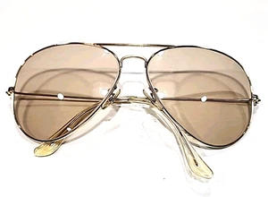 Ray Ban B&L Large Gold Metal Brown Aviator Sunglasses *62-14 USA Read - Picture 1 of 9