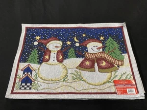 Tovagliette Pupazzo di Neve Vintage 13" X 9" Natale Festività Set di 3 Nuove con etichette - Foto 1 di 6