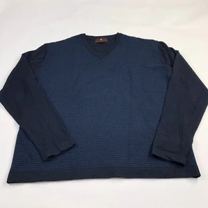 Toscano Men Sweater Merino Wool Brown Argyle V Neck Sweater Size Large EUC - Picture 1 of 6