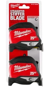 Milwaukee 25' Magnetic Compact Tape Measure Wide (2 Pack) - 48-22-1025 - Picture 1 of 2