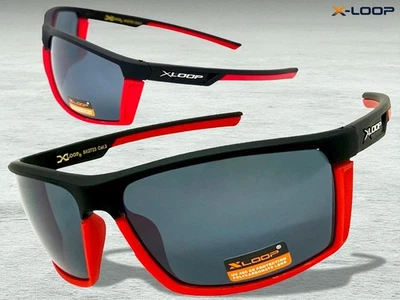 Men's Sporty Biker Fishing Cycling Wrap SUN GLASSES Black & Red Frame Dark Lens - Image 1 of 4