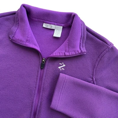 IZOD Perform X Womens M Purple Textured Waffle Knit Fleece Lined Full Zip Jacket - Image 1 of 4