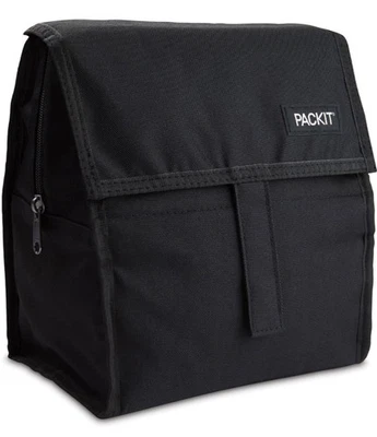 NEW PackIt Freezable Lunch Bag with Zipper AND hook&loop Closures - Black NEW - Image 1 of 4