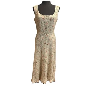 Ralph Lauren 90’s Silk Floral Midi Slip Dress 12 LG Sleeveless Lined Summer - Picture 1 of 11