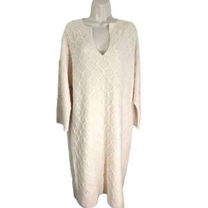 J.Crew Cream Knit Sweater Dress Women's M/L Cable Knit Merino Wool Blend - Picture 1 of 16