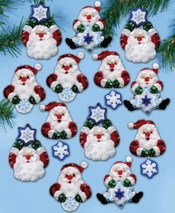 Design Works Snowflake Santa Ornaments Felt Applique Kit - Picture 1 of 1