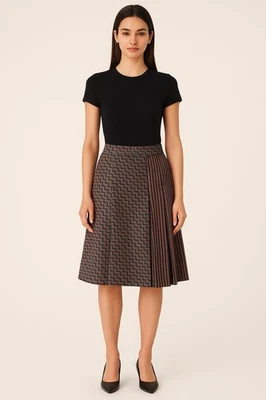 Saia Preppy DVF Diane Von Fursterberg Y2K Vintage Plissada Completa Tamanho 6 Coquette - Imagem 1 de 4