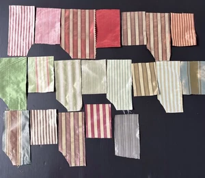 100% Silk Fabric Swatches Samples Stripes Sewing Scrap Craft LOT - Picture 1 of 8