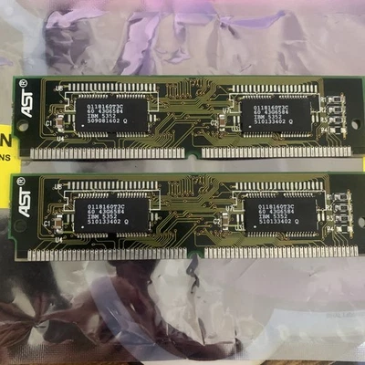 2x2mb (4mb Total) AST JME1103457 72pin FPM 60ns non-parity IBM PS/2 FRU 43G6584 - Image 1 of 2