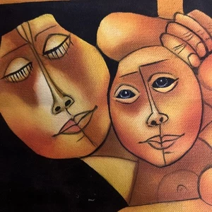 OSWALDO GUAYASAMIN PAINTING Mother Child Vintage Canvas unsigned Art 10” x 11” - Picture 1 of 16