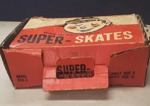 Vtg  Super Skates Metal Slip On Made USA Original Box Adjustable Size  roller - Picture 1 of 15