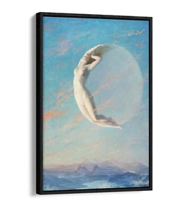 IMPRESIÓN ARTÍSTICA DE PARED ENMARCADA EFECTO FLOTADOR SELENE BY ALBERT AUBLET, MITOLÓGICA - Imagen 1 de 12