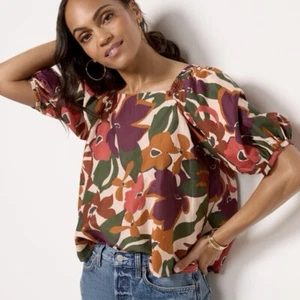 velvet by graham spencer Floral Cotton Silk Blouse Women’s Size XL - Picture 1 of 8