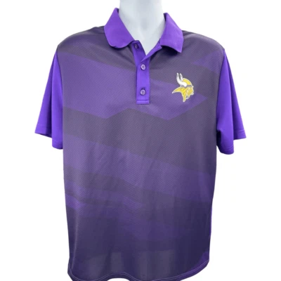 Polo Shirt Minnesota Vikings  Men’s Size Large  Purple Black Team NFL Apparel - Image 1 of 4