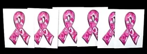 Nastro mimetico paisley rosa sensibilizzazione tatuaggio temporaneo cancro al seno 6 pezzi nuovo - Foto 1 di 4